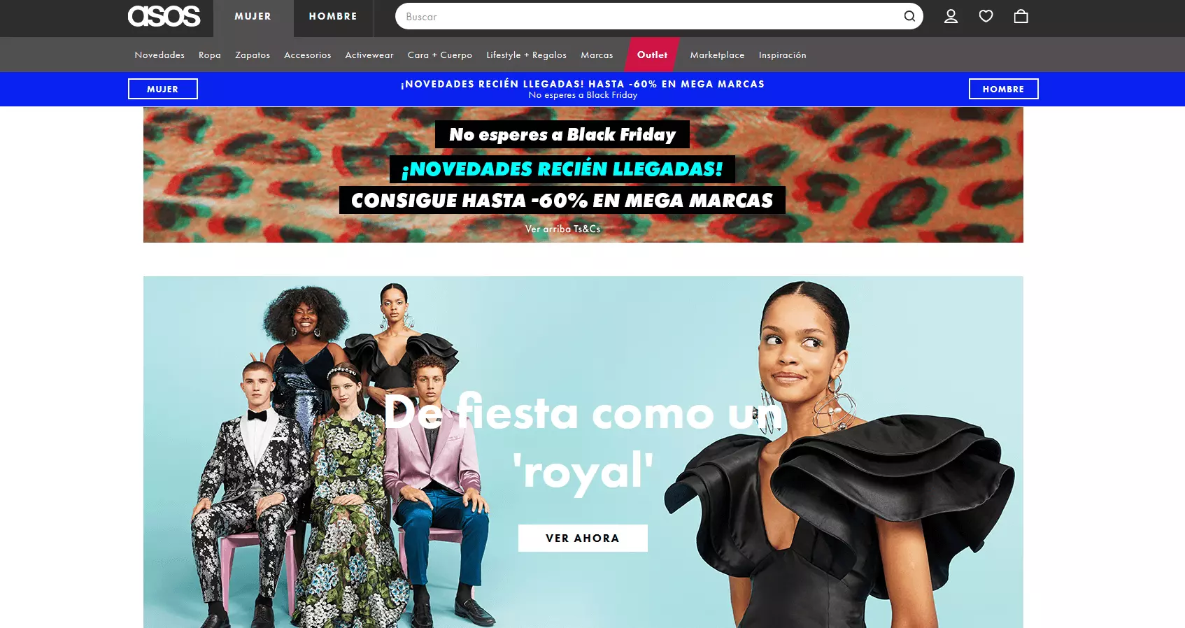 Imagen: Página de inicio de ASOS.com España