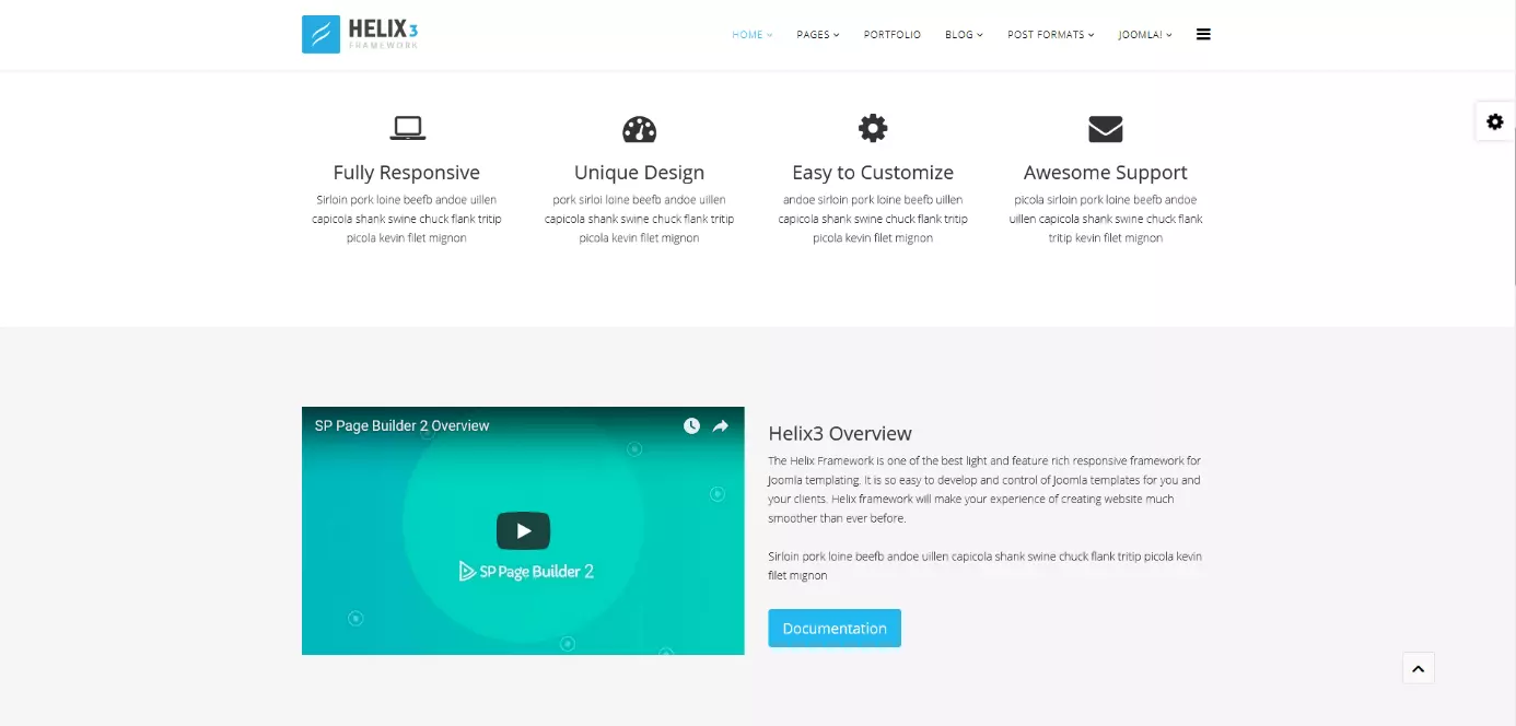 Imagen: Captura de pantalla de la plantilla de Joomla Helix3