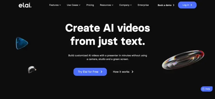 Captura de pantalla de la página web de Elai.io Captura de pantalla de la página web de Elai.io