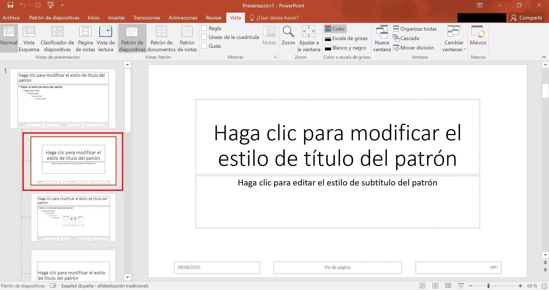 Imagen: Editar diapositivas de diseño en PowerPoint 2019