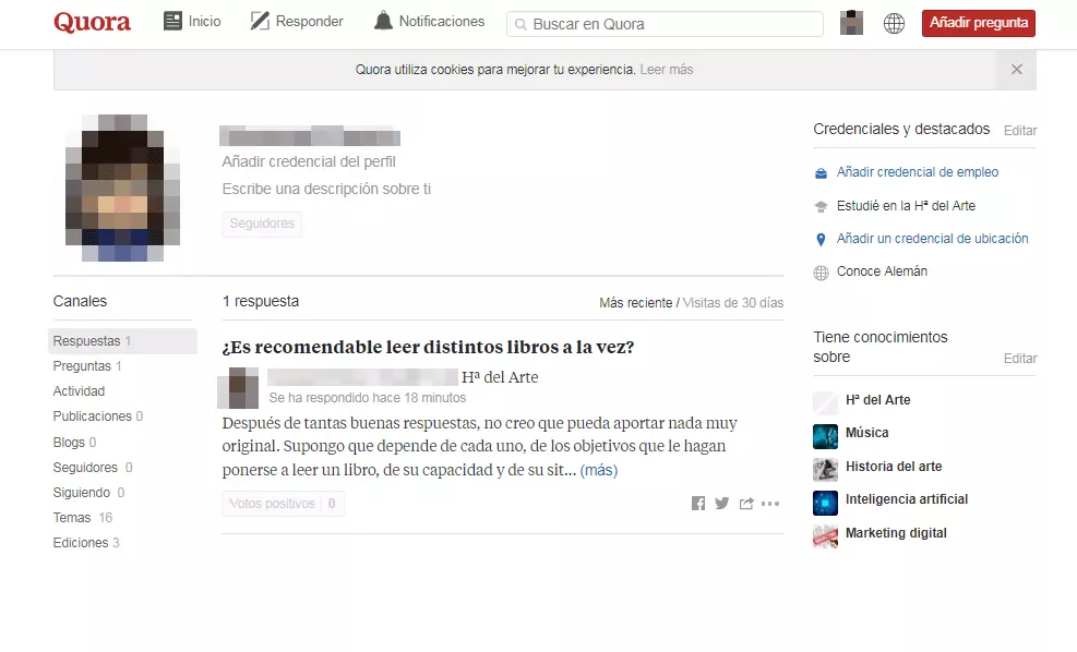 Imagen: Página de perfil en Quora