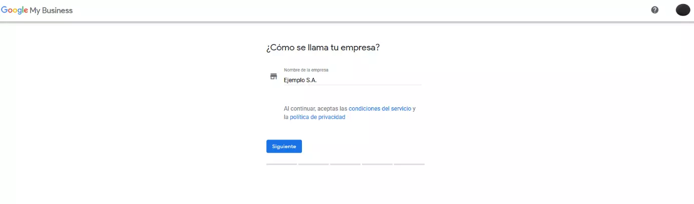 Imagen: Google My Business: selección del nombre de la empresa