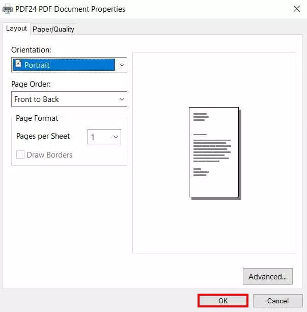 Imagen: Convertir ODT a PDF: configuración avanzada de la impresora PDF