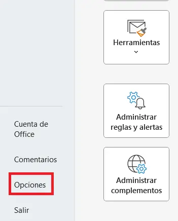 Microsoft Outlook: pestaña “Archivo” Imagen: Microsoft Outlook: pestaña “Archivo”