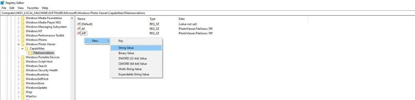 Imagen: Registro de Windows 10: nueva entrada “Cadena”