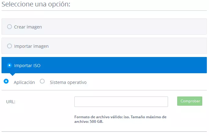 Imagen: Importar una ISO en IONOS Cloud Panel