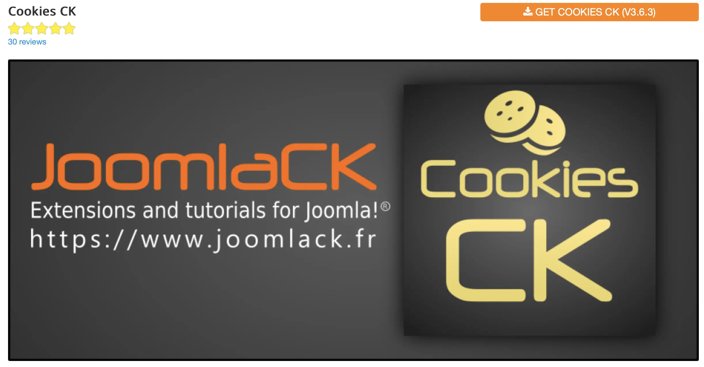 Captura de pantalla del plugin Cookies CK para Joomla Imagen: Captura de pantalla del plugin Cookies CK para Joomla