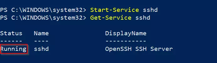 Image: PowerShell: SSH server service
