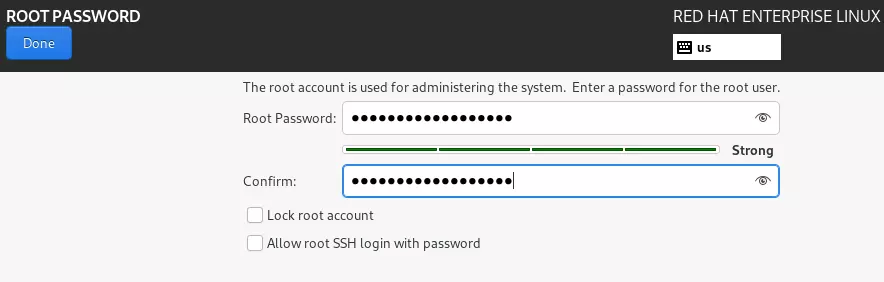 Image: RHEL 9 installation: Root password