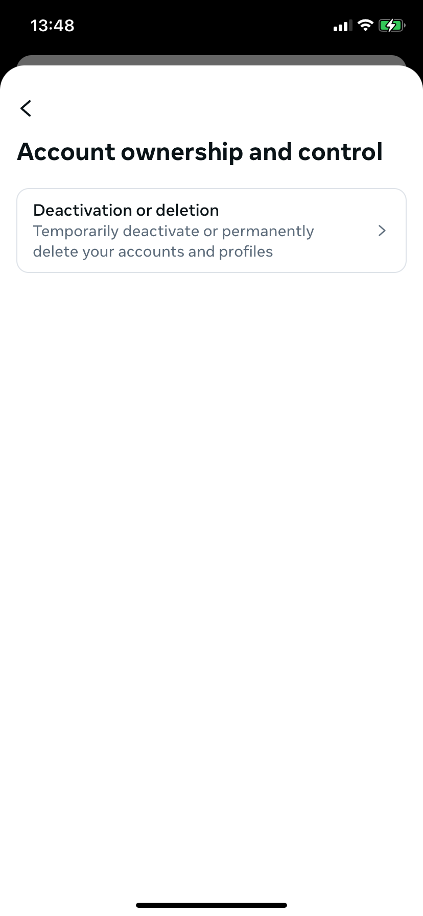 Menu ‘Account ownership and control’ Kuva: Menu ‘Account ownership and control’
