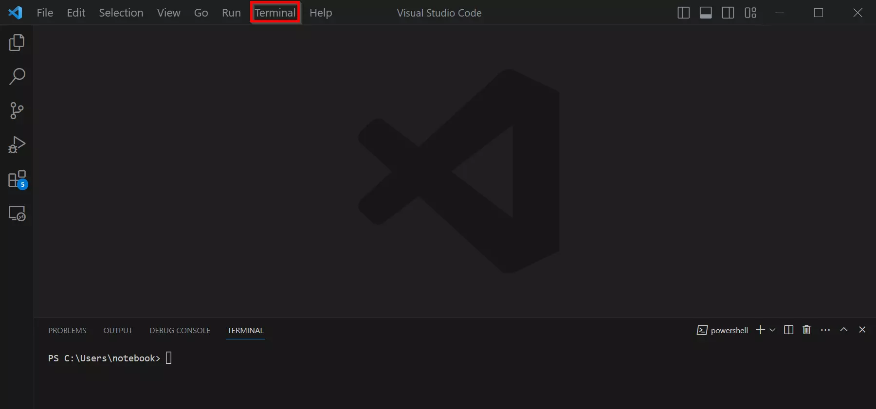 Kuva: VS Code terminal