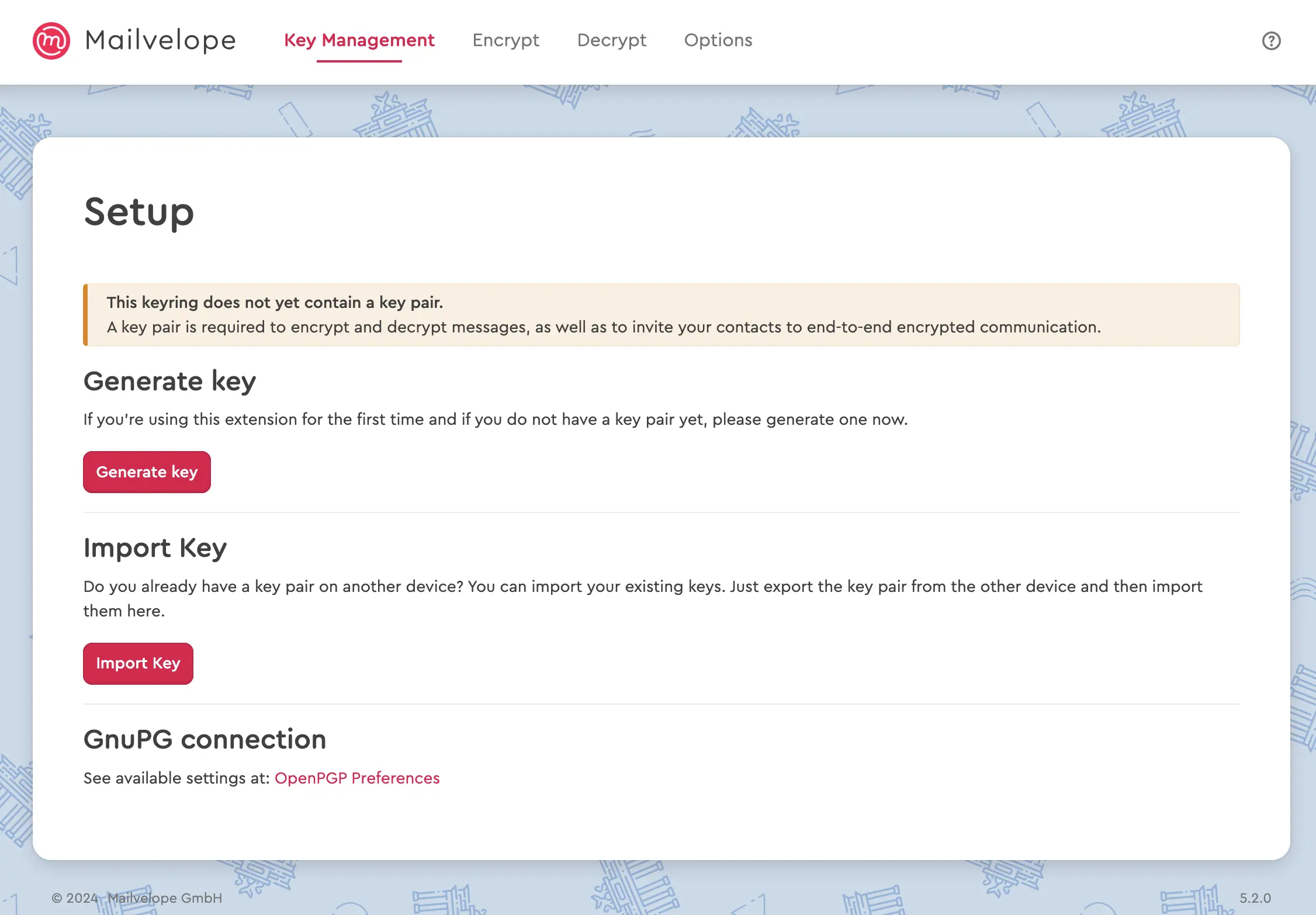 Kuva: Screenshot of the Mailvelope extension in Firefox