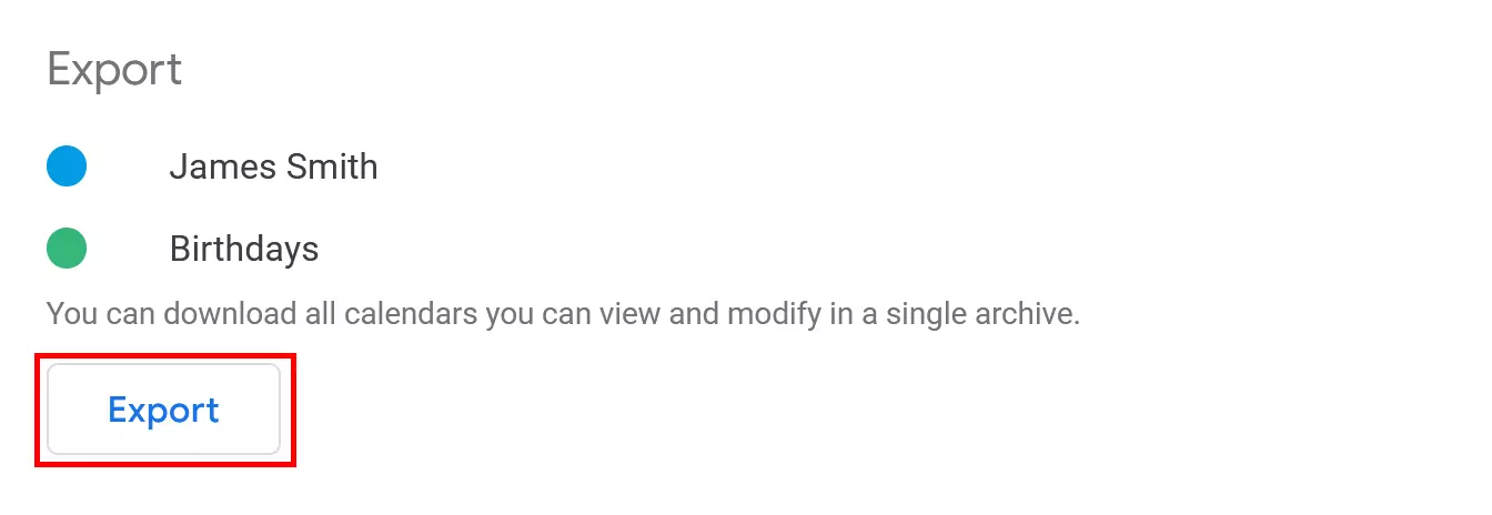Kuva: Google Calendar settings: Import and Export