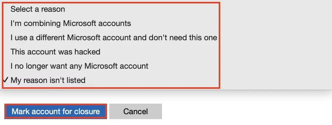 Kuva: Mark account for closure