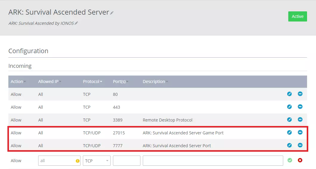 Port forwarding in the IONOS Cloud Panel Kuva: Port forwarding in the IONOS Cloud Panel