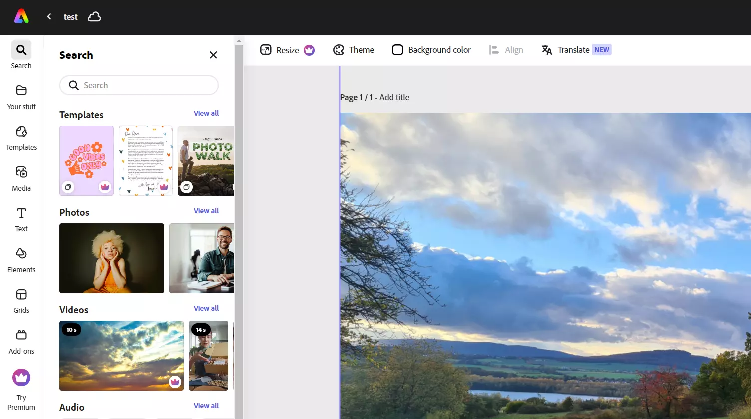 Kuva: Screenshot from Adobe Express