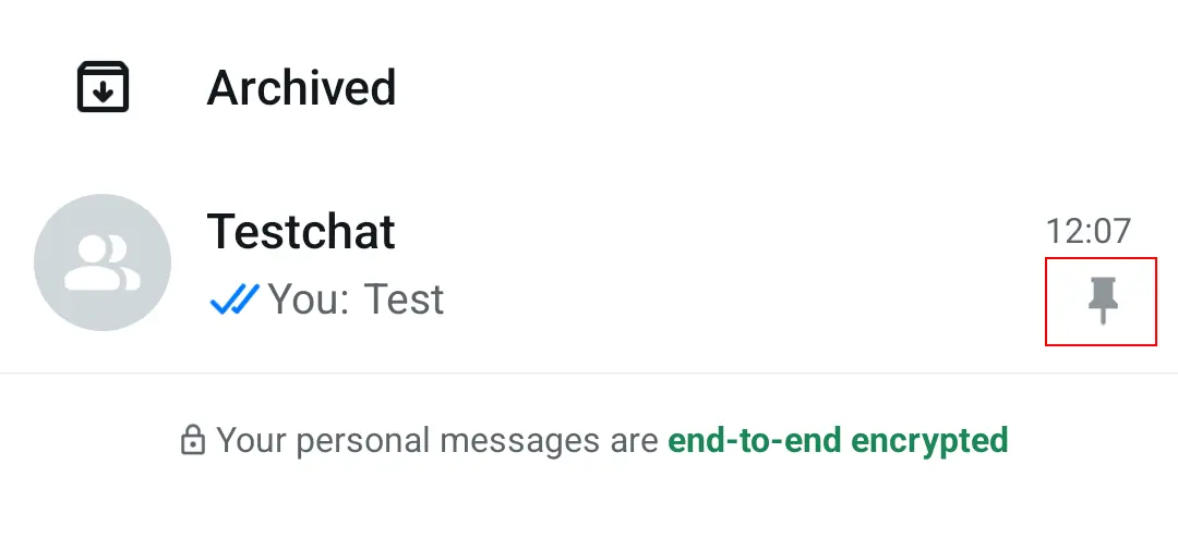Kuva: Android screenshot of the WhatsApp chat list with pin feature