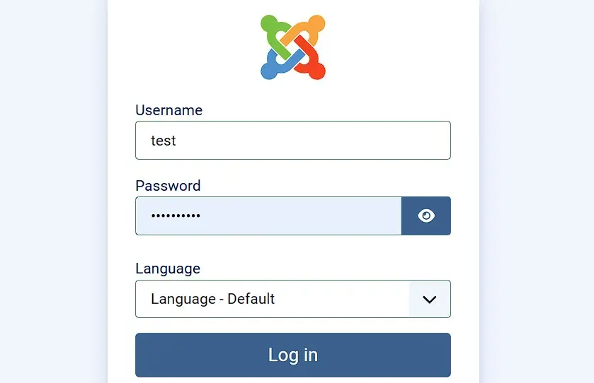 Joomla: Backend Login Window Kuva: Joomla: Backend Login Window