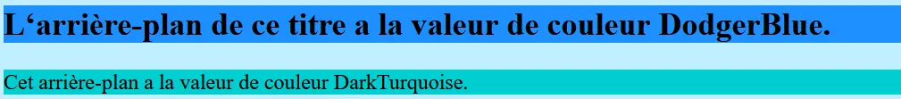 Exemple : trois arrière-plans HTML de couleurs différentes Image: Exemple : trois arrière-plans HTML de couleurs différentes