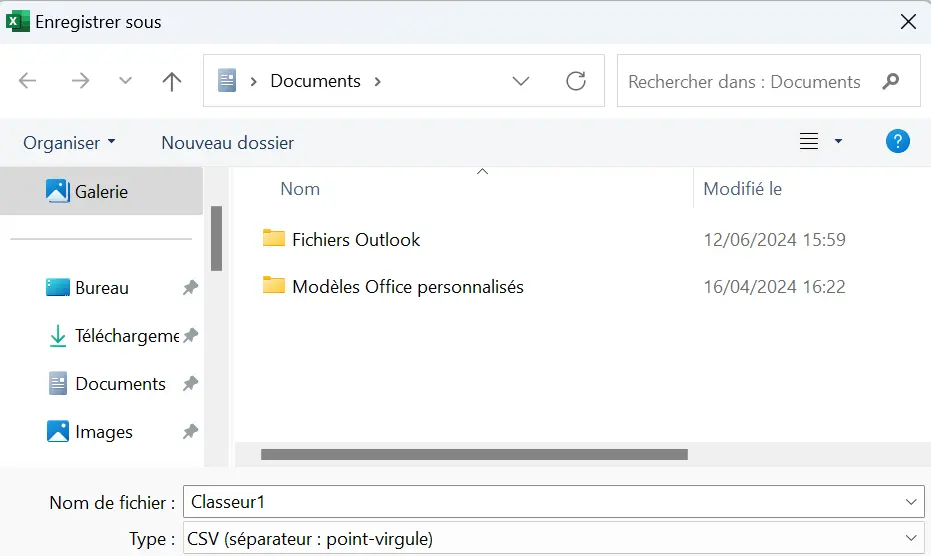 Image: Microsoft 365 : enregistrement d’un document Excel en CSV