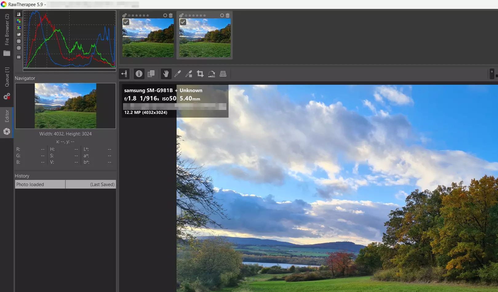 Image: Capture d’écran de l’interface utilisateur de RawTherapee