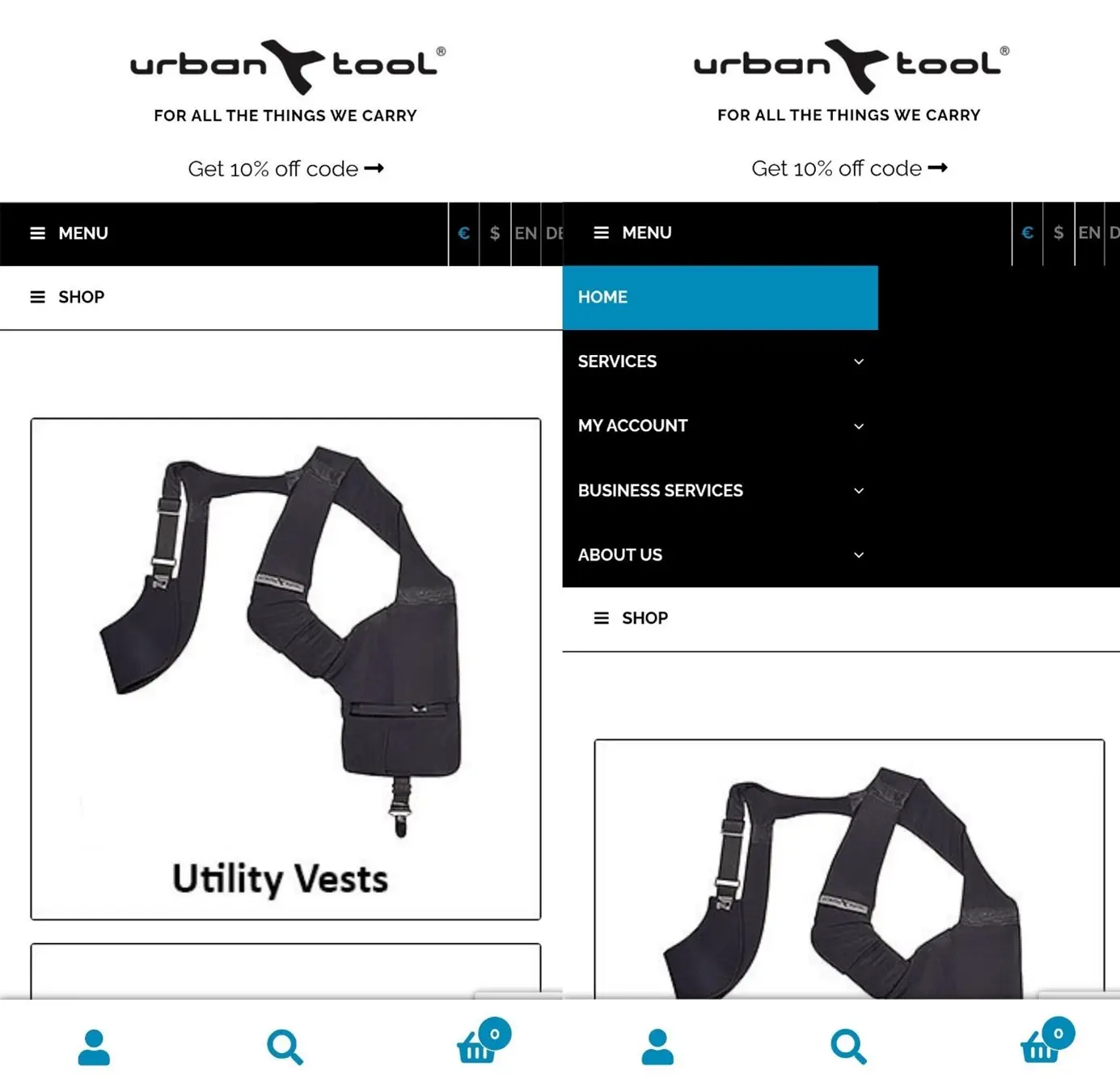Navigation slidedown sur le site d’URBAN TOOL Image: Navigation slidedown sur le site d’URBAN TOOL
