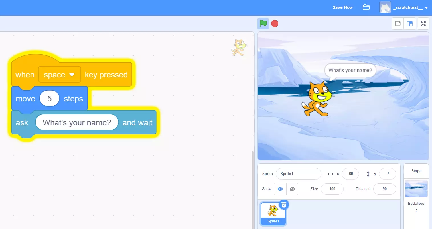 Image: Apprendre le Scratch : incorporer des scripts et les tester