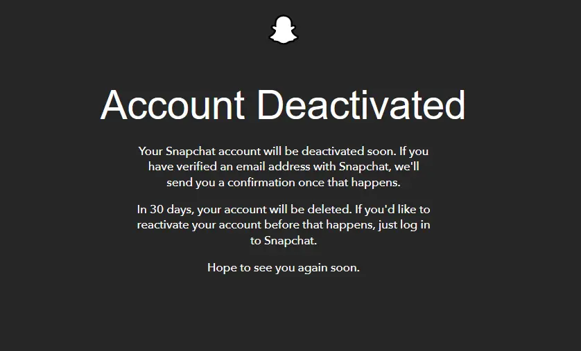 Image: Compte Snapchat désactivé