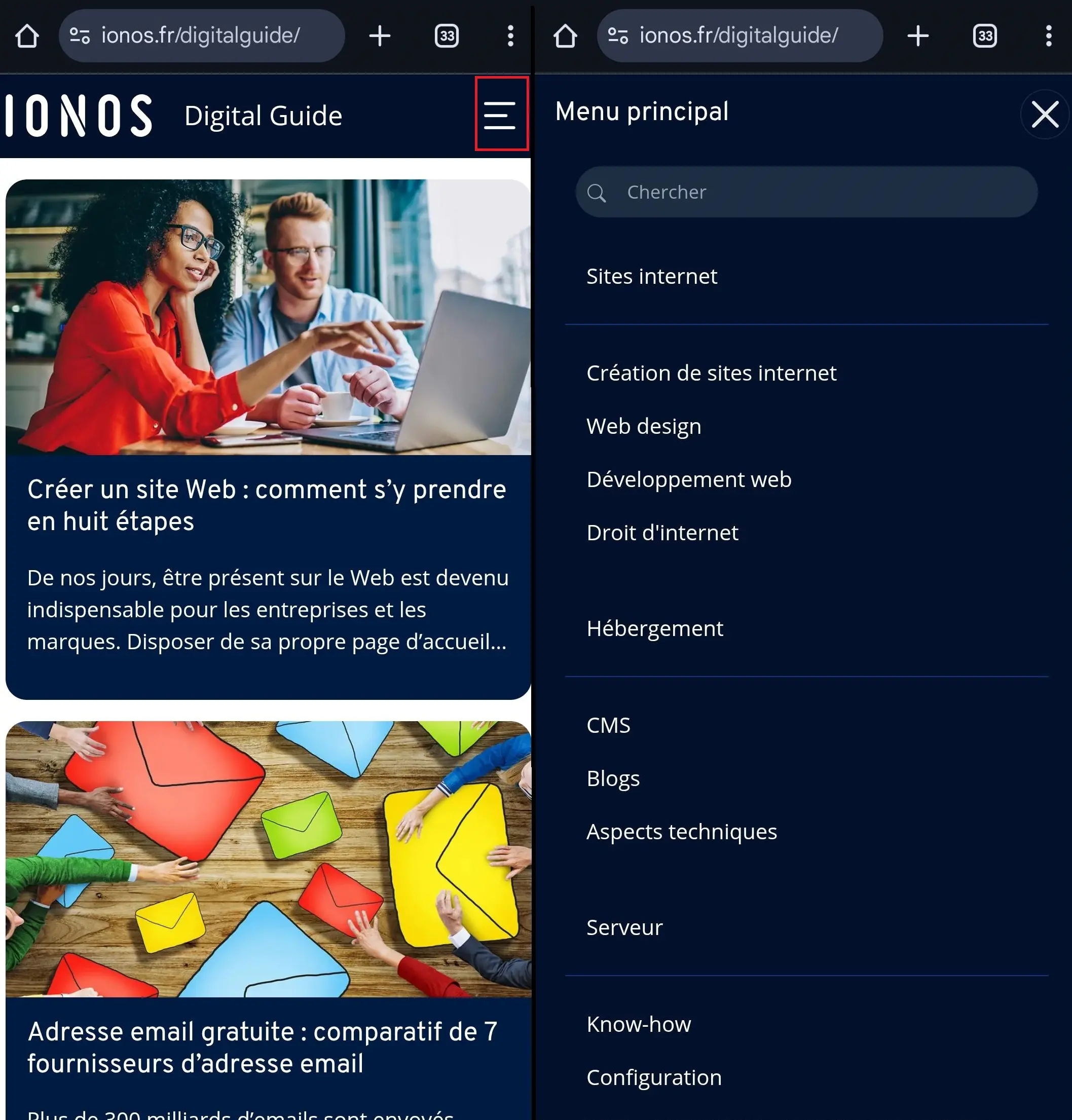 Navigation par liste dans le Digital Guide de IONOS Image: Navigation par liste dans le Digital Guide de IONOS