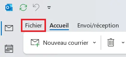 Image: Outlook 365 : onglet fichier