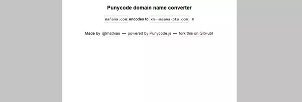 Image: Le convertisseur Punycode de Mathias Bynens basé sur punycode.js