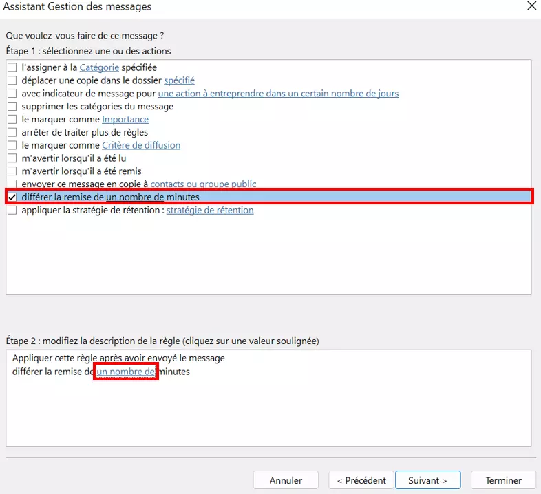 Assistant Gestion des messages : transmettre le message après un certain nombre de minutes Image: Assistant Gestion des messages : transmettre le message après un certain nombre de minutes