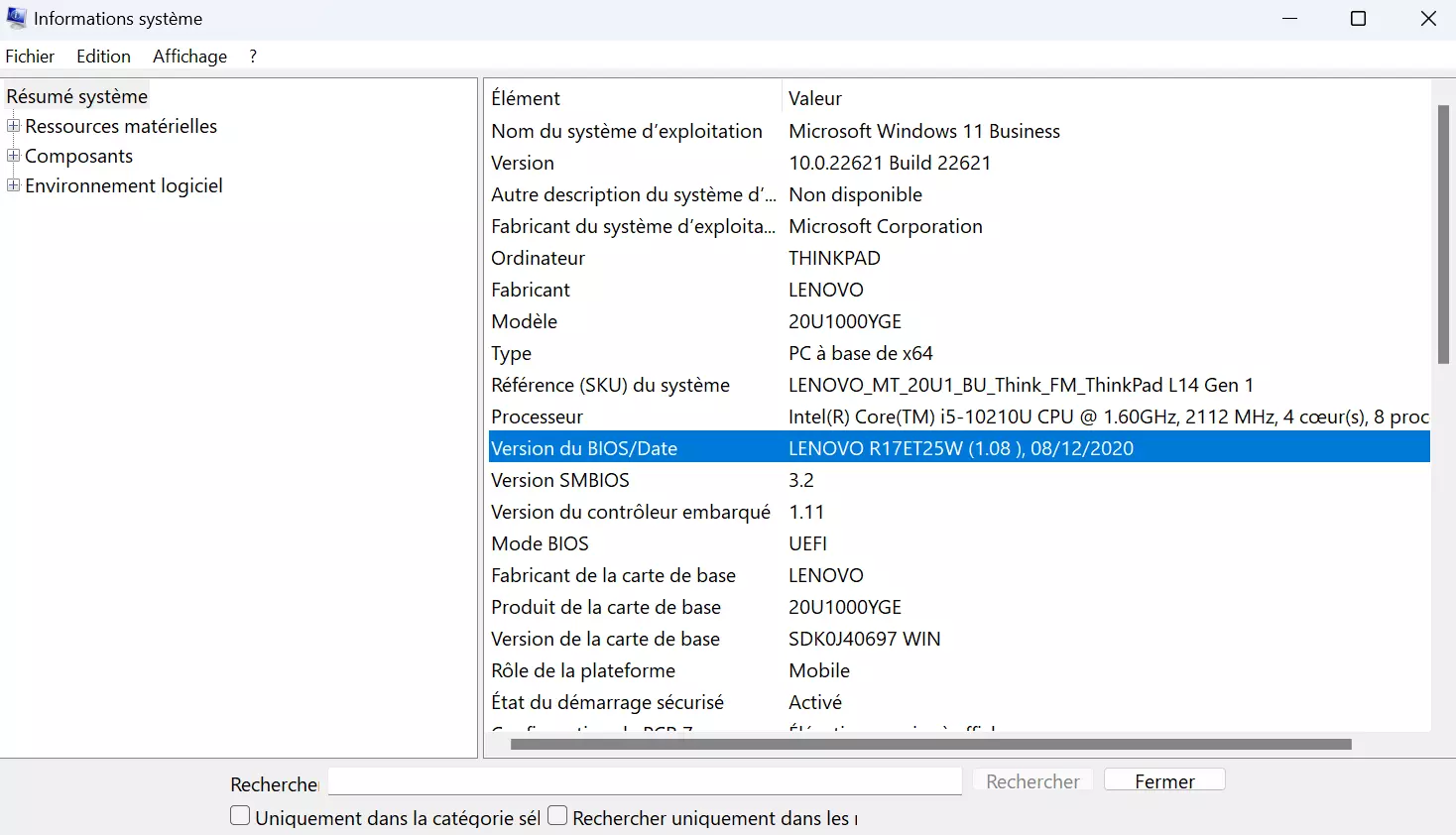 Image: Windows 11 : informations système