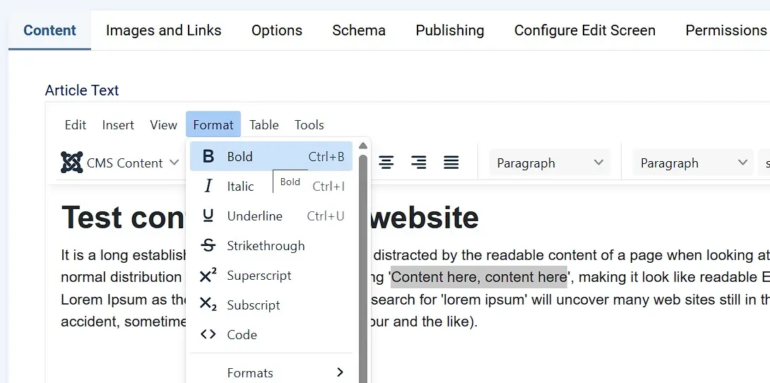 Image: Modifier le contenu de l’article dans Joomla