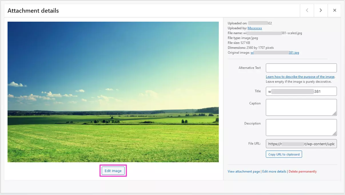 Image: Traitement des images dans la médiathèque WordPress