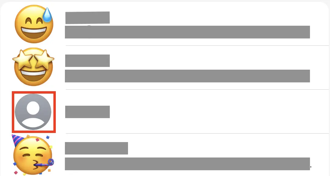 Image: Capture d’écran de la liste de contacts WhatsApp