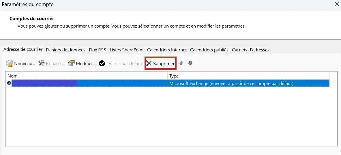 Application de bureau Outlook : paramètres du compte Image: Application de bureau Outlook : paramètres du compte