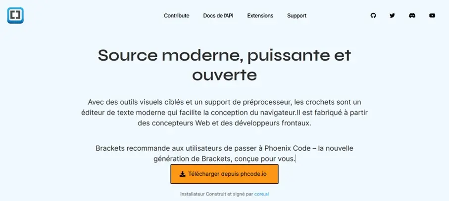 Image: Capture d’écran du site Web de Brackets