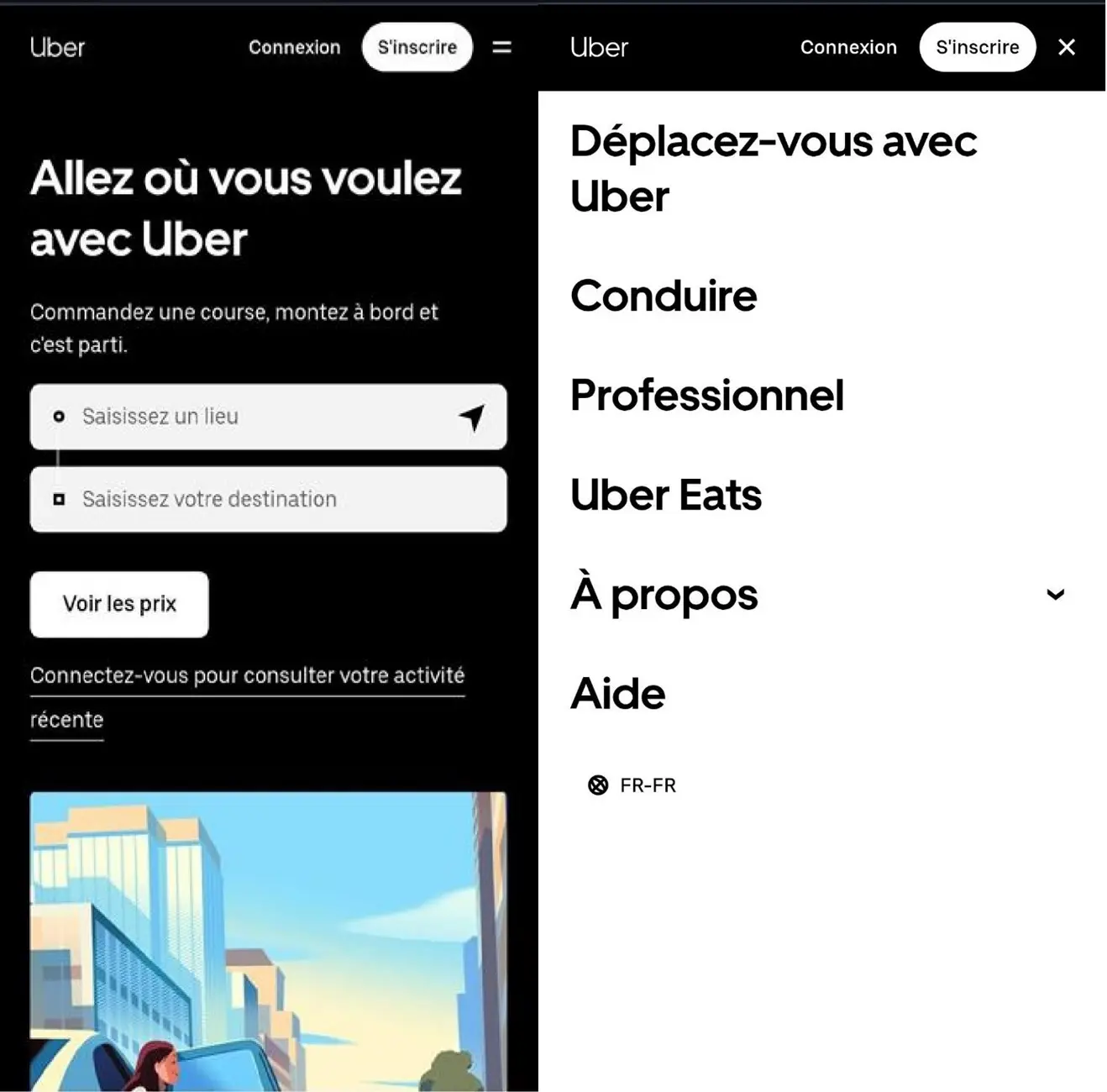 Image: Navigation off-canvas d’Uber