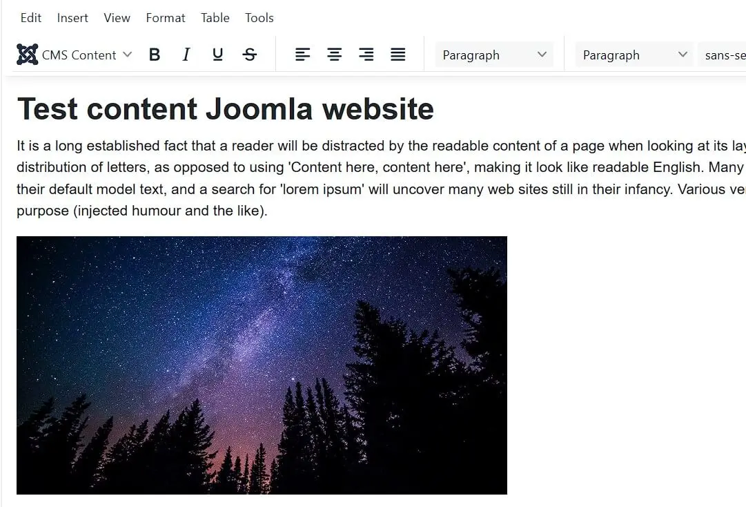 Image: Article Joomla avec image d’exemple