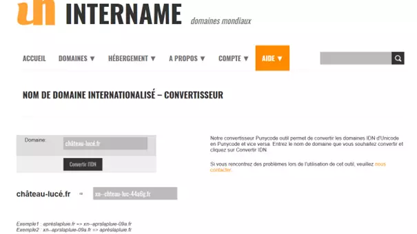 Image: Le convertisseur Punycode Intername
