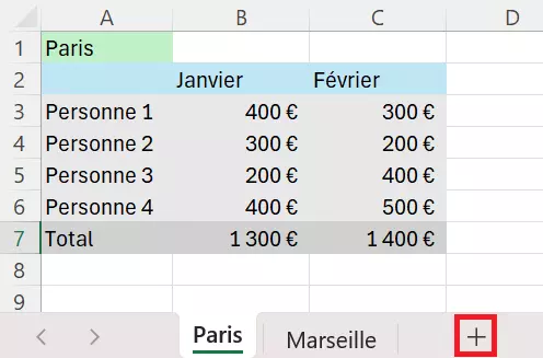 Image: Créer une nouvelle feuille de calcul pour la fusion