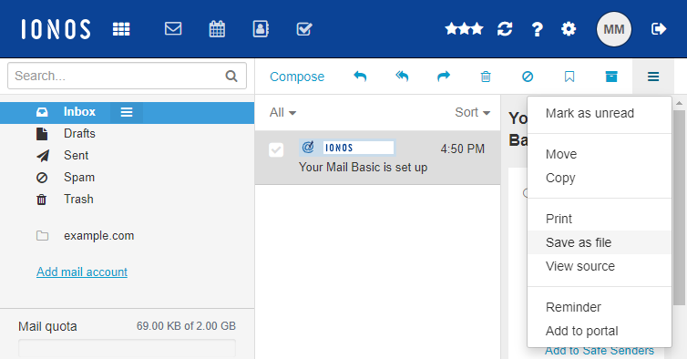 Exporting emails from Webmail