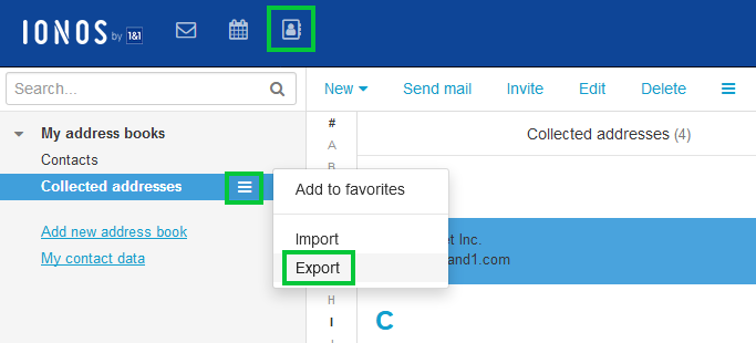 Exporting contacts from Webmail