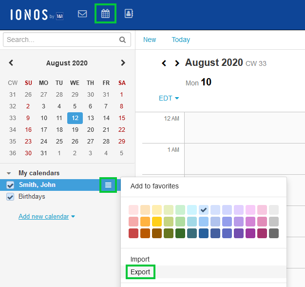 Exporting Calendars from Webmail