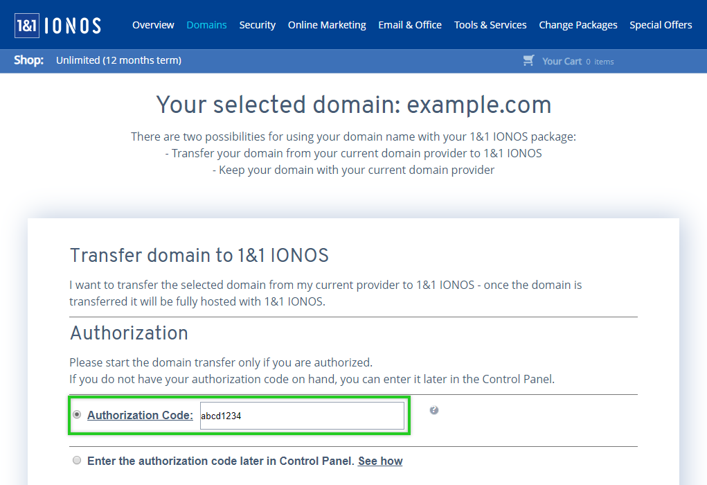 Transfer a Domain to