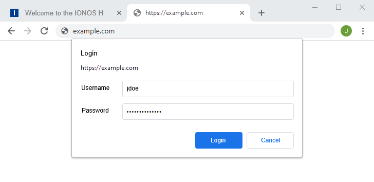 An example authentication popup.