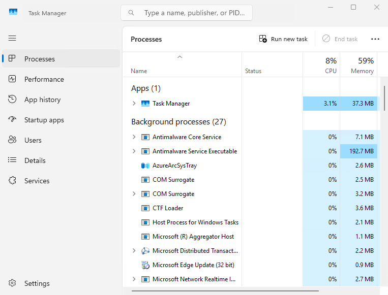 The Microsoft Windows Task Manager.