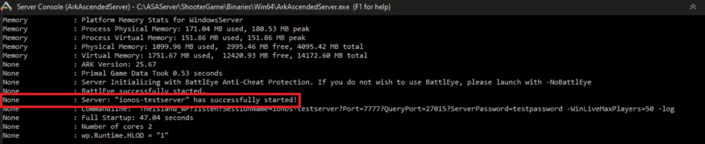 Image: Start of ARK: Survival Ascended Servers via Shell script