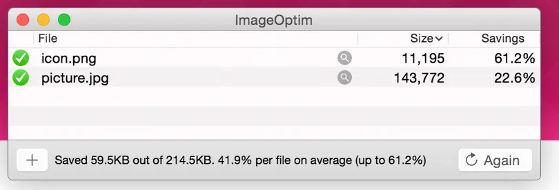 Screenshot of ImageOptim Image: Screenshot of ImageOptim